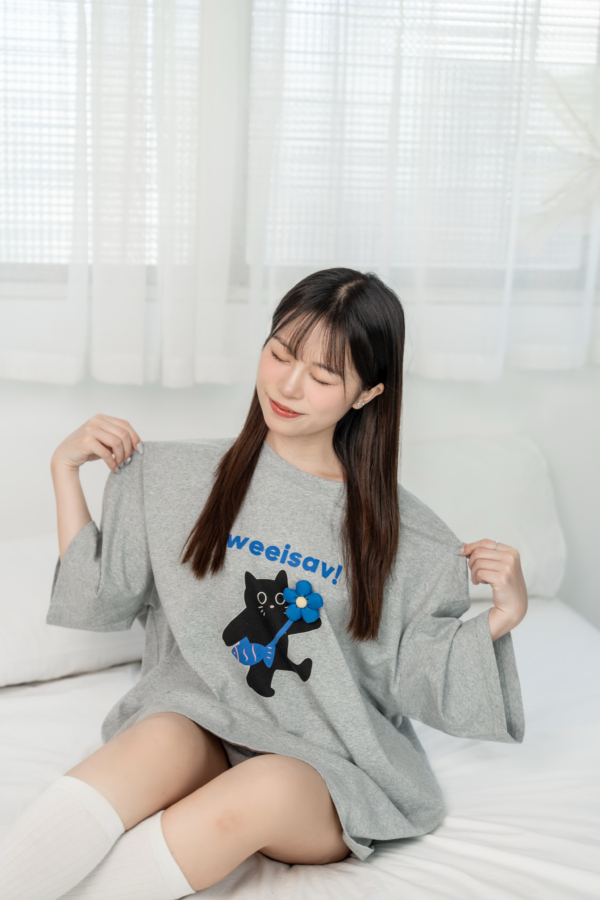⁺˳✿可愛小花貓Oversize Tee⁺˳✿
